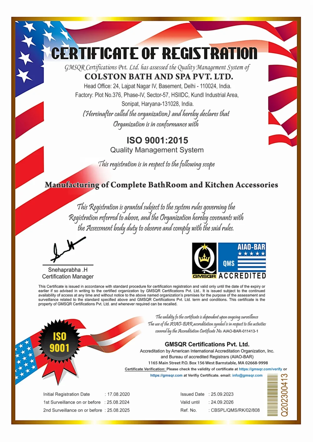 Colston Corporate Excellence and International Manufacturing Quality Standards
