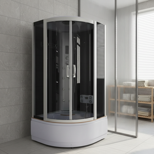 Luxury Double Sliding Glass Massage Steam Shower Cabin 90x90cm