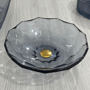 Modern Luxury Glass Round Black Countertop Basin