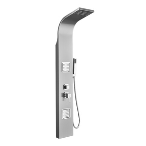 Stainless Steel Brushed Wall-Mounted Contemporary Shower Panel Rainfall Soft Spray Body Jets