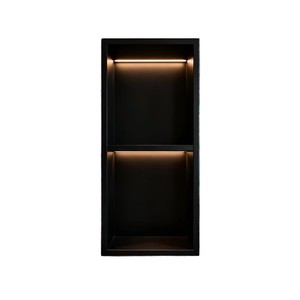 Matte Black Stainless Steel Corner Modern Double Tier Shower Niche LED