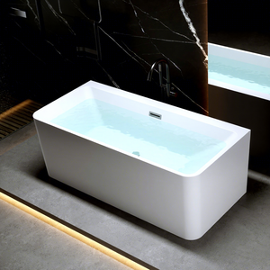 High Quality Hotel Luxury White Rectangle Acrylic Soaking Standalone Bathtub