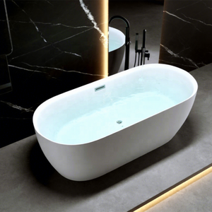 Factory Manufacturer High Quality Oval Shape Porcelain White Freestanding Soaking Acrylic Bathtub