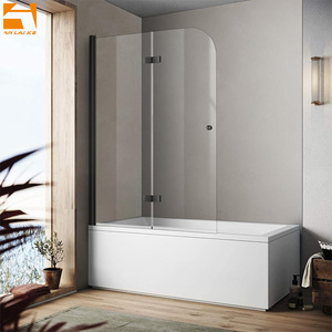 Custom Matte Black Frameless Shower Screen For Bathtub Folding Bath Tub Hinge Shower Door 6MM Or 8MM Tempered Glass