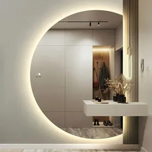Customized Low-price Half-moon Led Simple Backlit Frameless Elegant LED Mirror Bathroom Mirror for Hotel Bathroom Villa