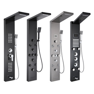 Ares Idealex Brushed Stainless Steel LED Rainproof Shower Panel Tower System Waterfall Body Jets